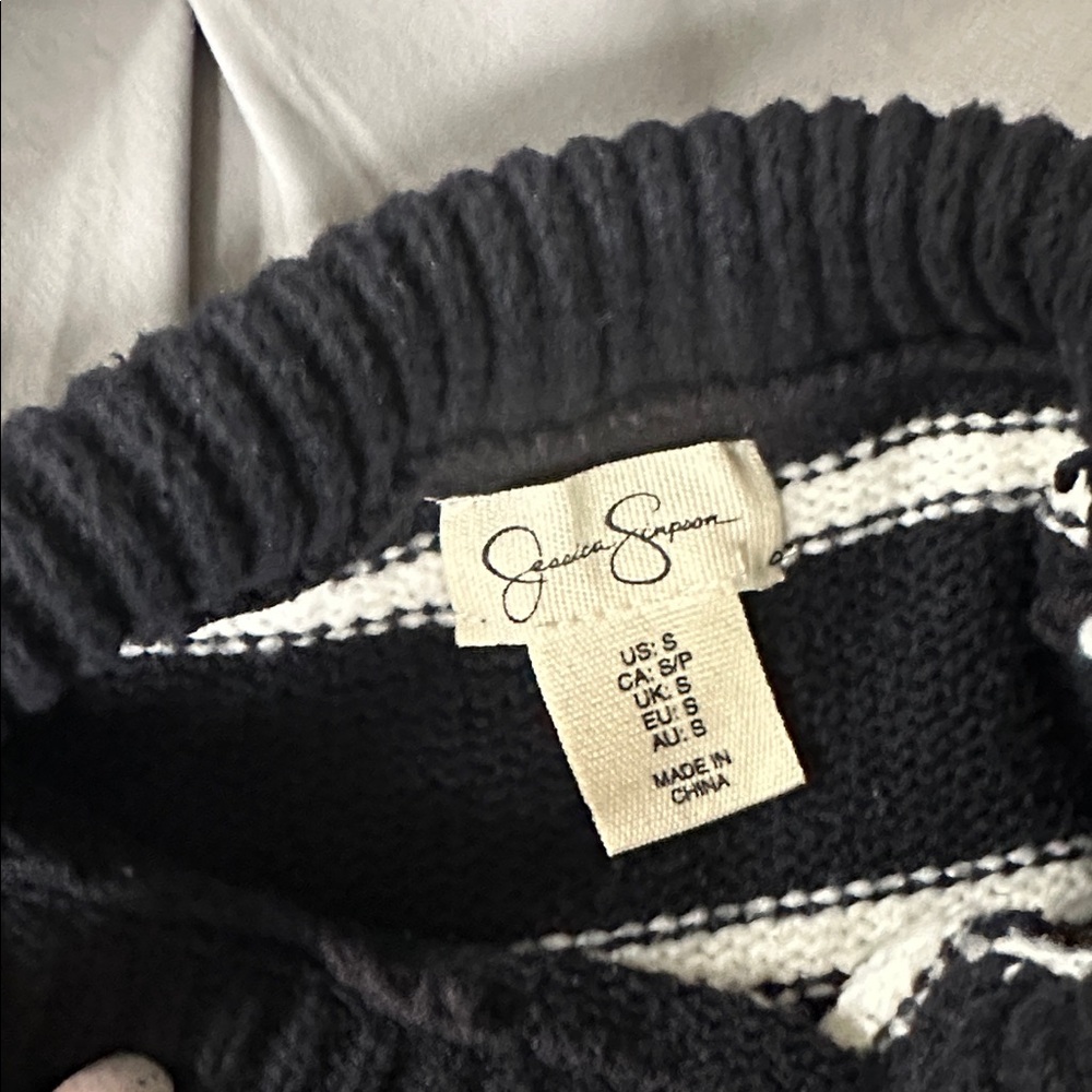 Jessica Simpson Navy and White Knit Sweater Dress - Picture 2 of 3